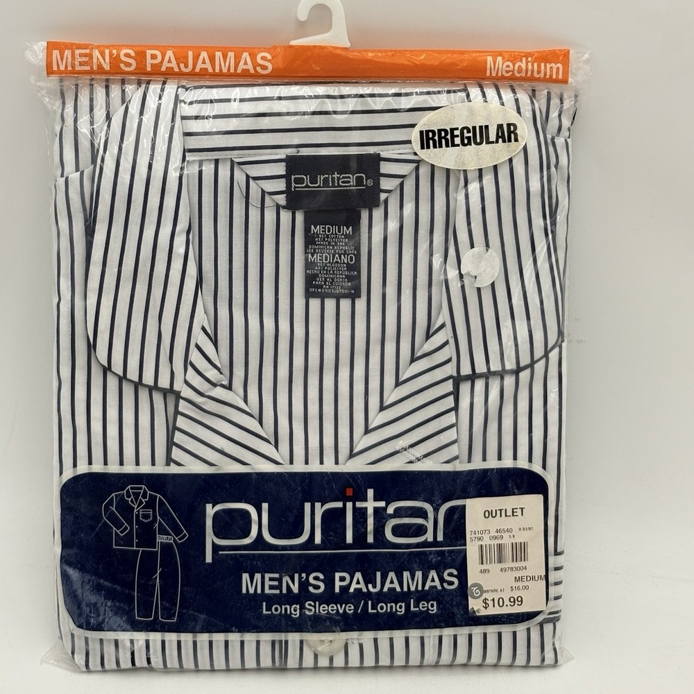 Vintage Puritan Mens Pajamas Medium NOS Striped Irregular USA Classic